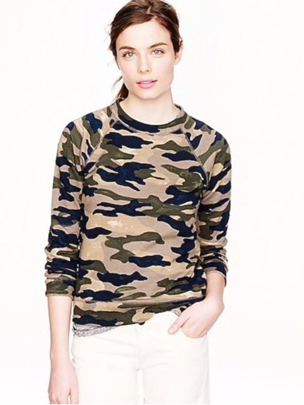 J. Crew Camo Print French Terry Long Sleeve Sweatshirt - Size XS